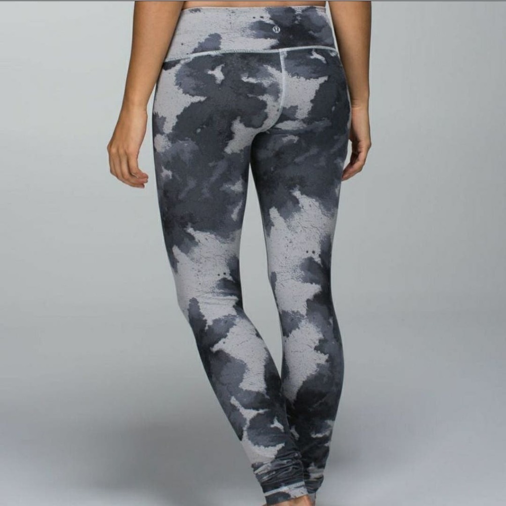 Lululemon Wunder Under Leggings Tie Dye Watercolor Gray Full Length Yoga Gym 4